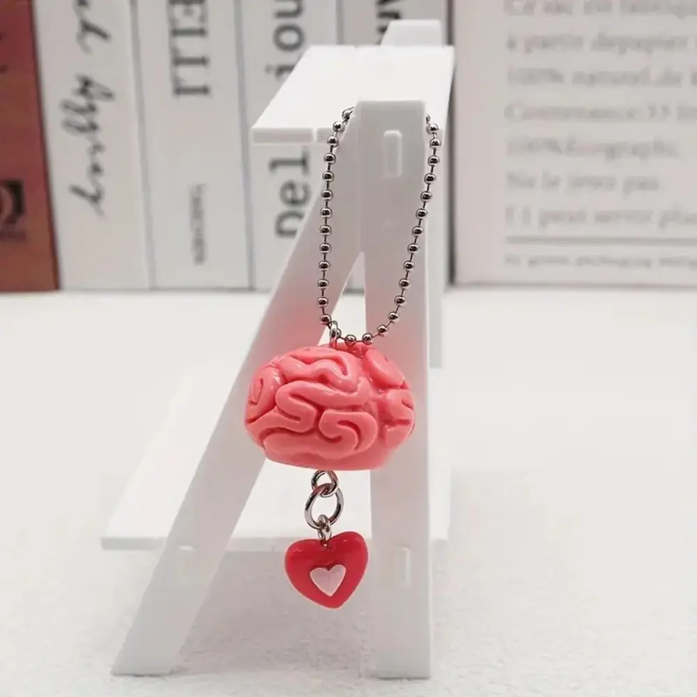 Creative Backpack Charm Love Brain Keychain Car Hanging Pendant Pink Bag Decoration Simulation Brain Resin Funny Key Chain Girls