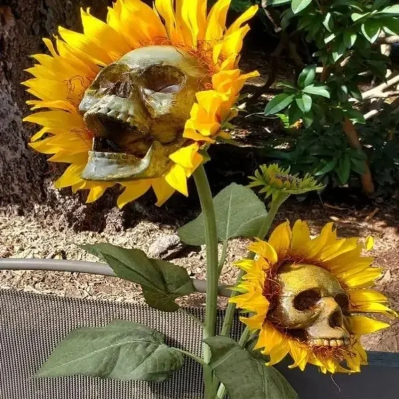 

Horror Skull Sunflower Flower Skull Festival Art Crafts Garden Decoration Simulation Flower Decoration Ornament