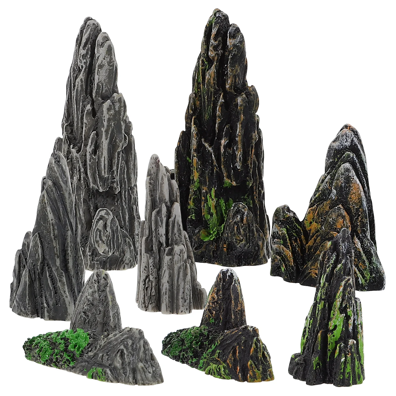 8 Pcs Micro Landscape Miniature Rockery Garden Decor Aquarium Rockeries Small Bonsai Fish Tank Decoration Resin