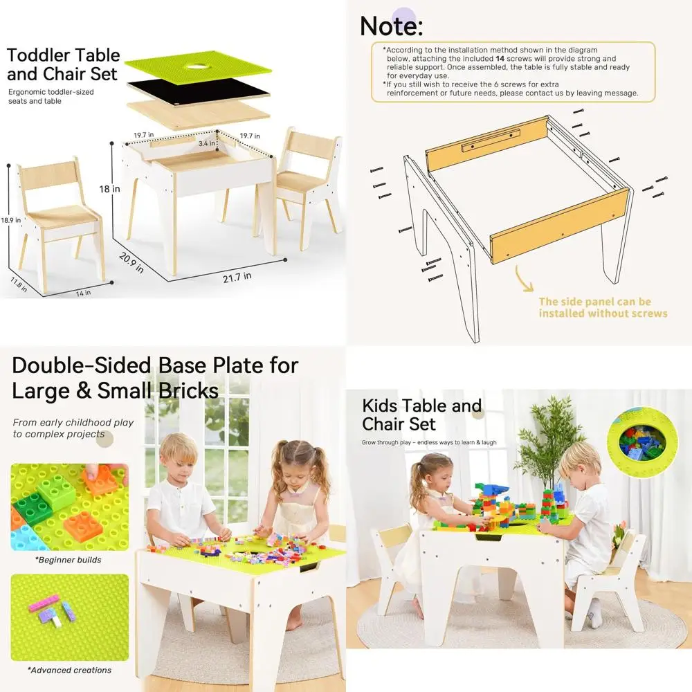 

Деревянный игровой столик-трансформер 4-в-1 с креслом и местом для хранения, для сенсорных игр, двусторонний, для детей от 2 до 12 лет