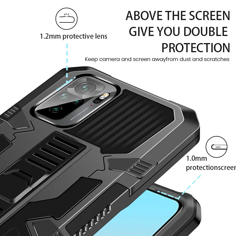 Rugged Hybrid Armor Case For Samsung Galaxy S20 S21 FE Note 10 20 Plus Ultra M01 M02 M21 M51 Stand Shockproof  Back Cover TPU PC