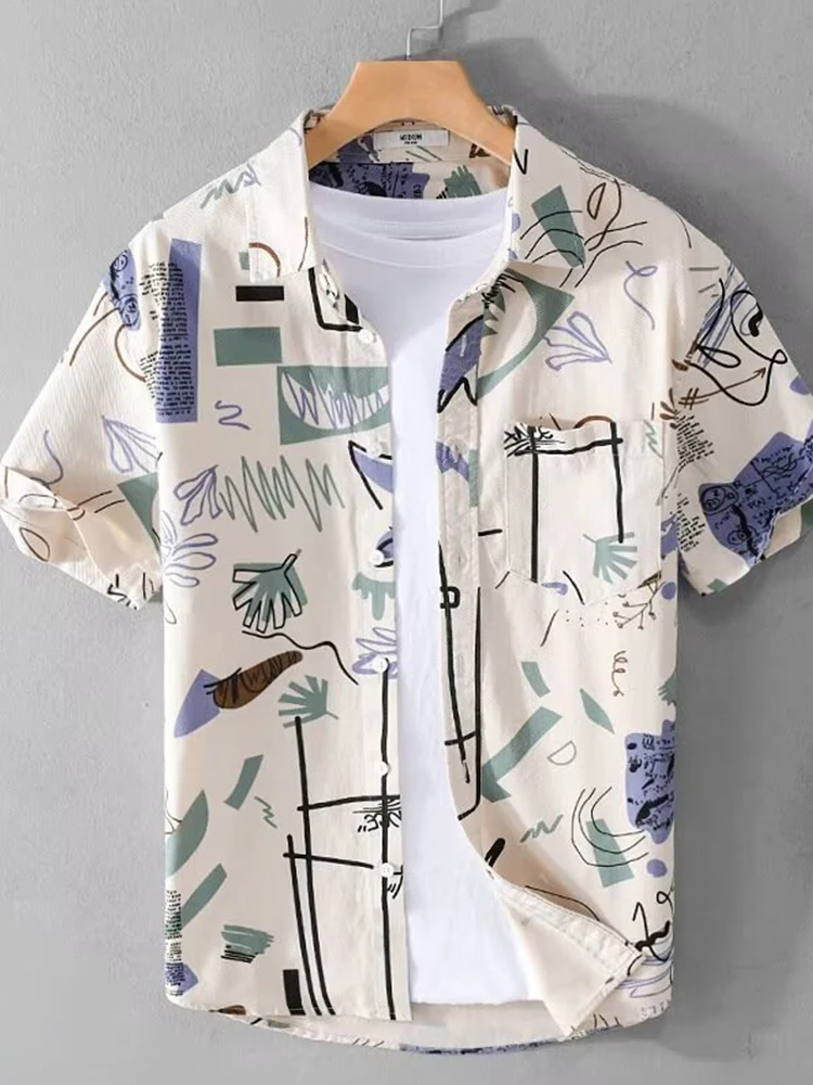 

Youth Faion fiti Print ort Sve Pure Cotton Comfortable Men's irt Workwear Loose Fit Breathable Summer irt