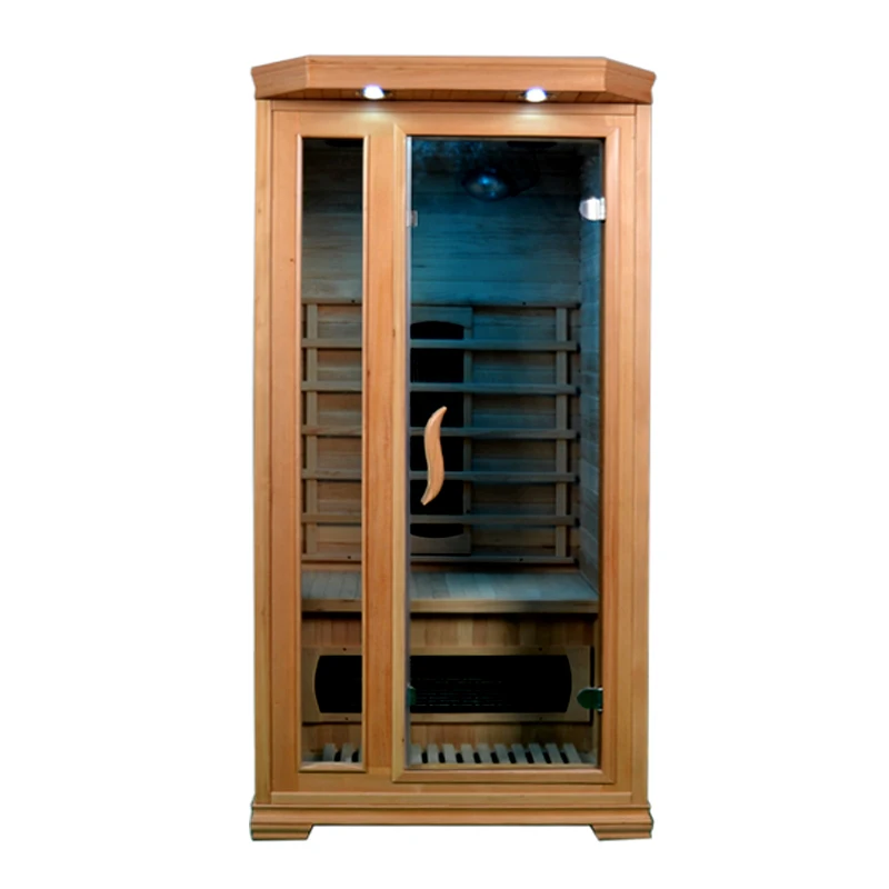 

1 Person Fashion Cheap Price Bamboo Curtain Splint Infrared Heater Wooden Sauna Indoor