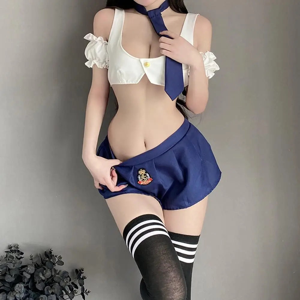 School Girl Cosplay Lingerie Sailor Soft Cute Japanese Student Uniform JK Skirt Underwear College Tie Suit White