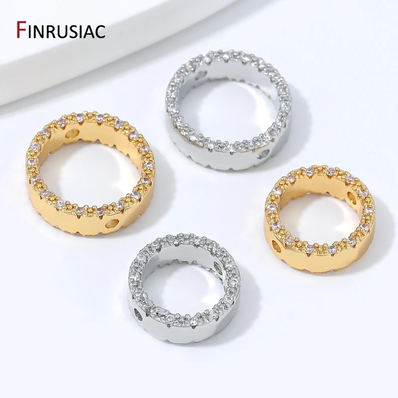 18K vergoldeter Messing-Perlenkäfig für Schmuckherstellung, Zirkon-Rundrahmen-Abstandsperlen für DIY-Armband-Zubehör – Detail 15