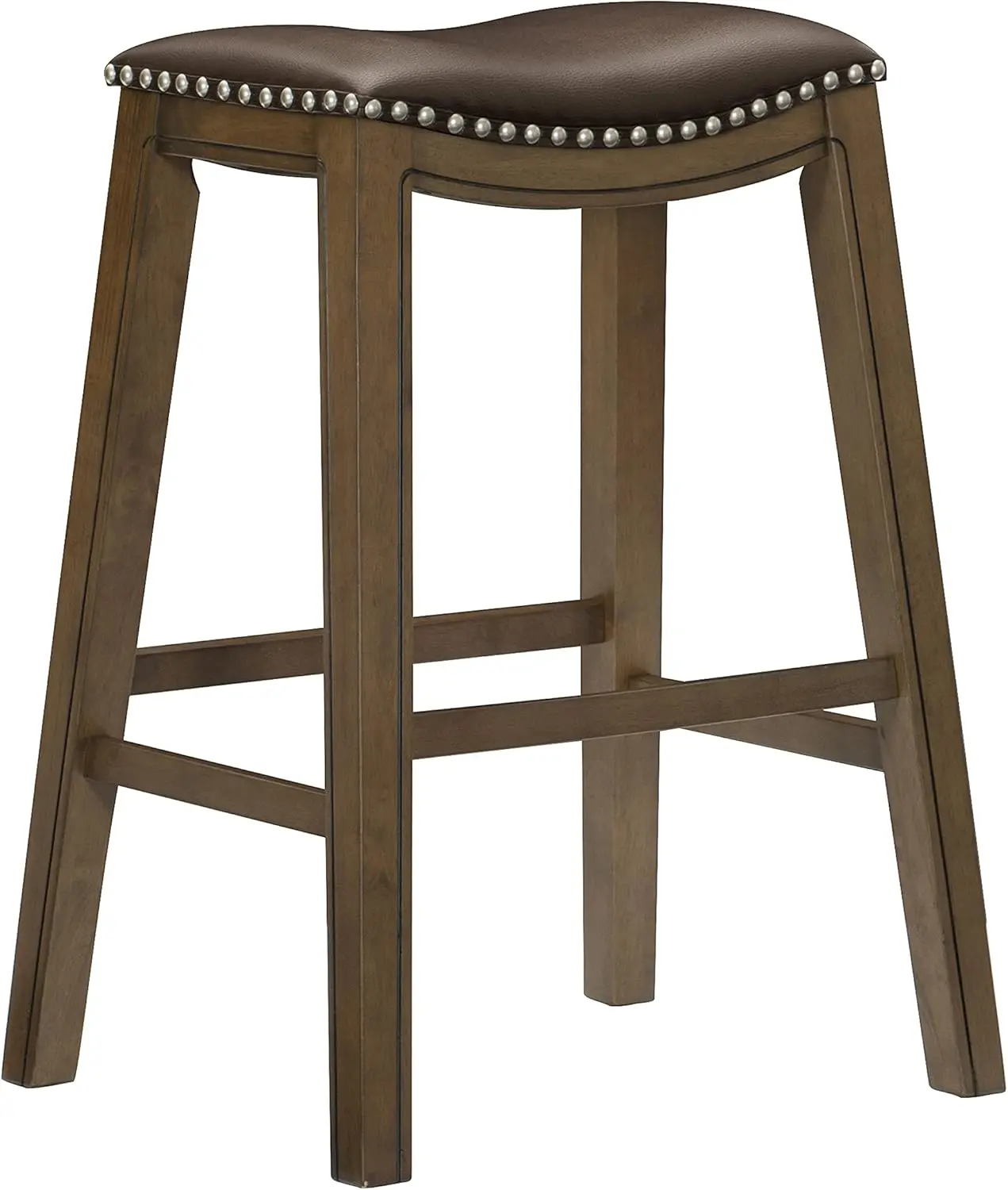 

Alviso Solid Wood Stools, 31-Inch Bar Height Upholstered Padded Bar Stools, Faux Leather, Easy Assembly Narrow Solid Wood