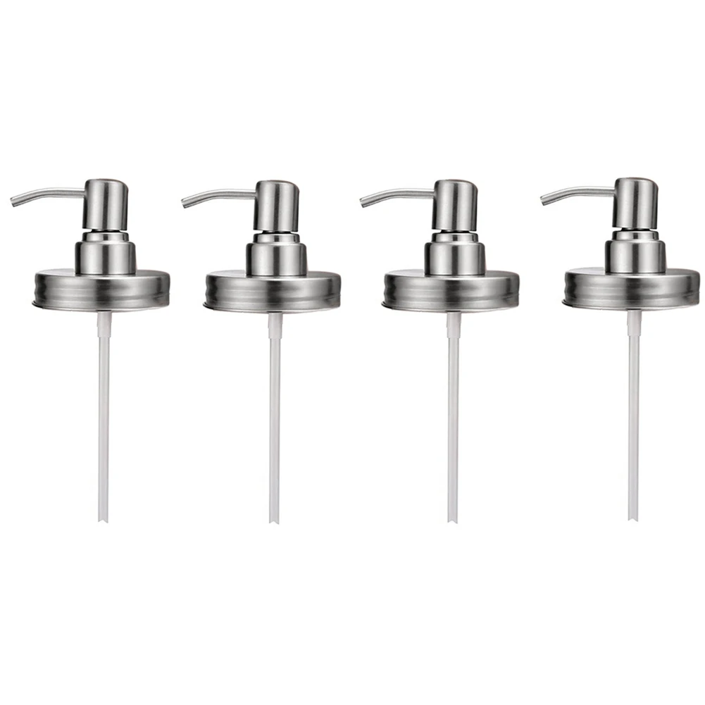 4-pak pokrywek dozownika mydła Mason Jar z pompkami Pokrywki dozownika mydła balsamu do 16 uncji Regular Mouth Mason Jar Decor Silver