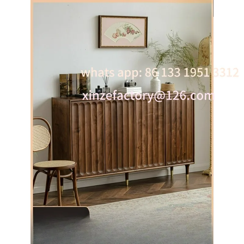 

Wuying Tree Deep Shoe Cabinet Household Large Capacity Door Storage Cabinet Locker Black Walnut Solid Wood Nordic Entrance Cabin