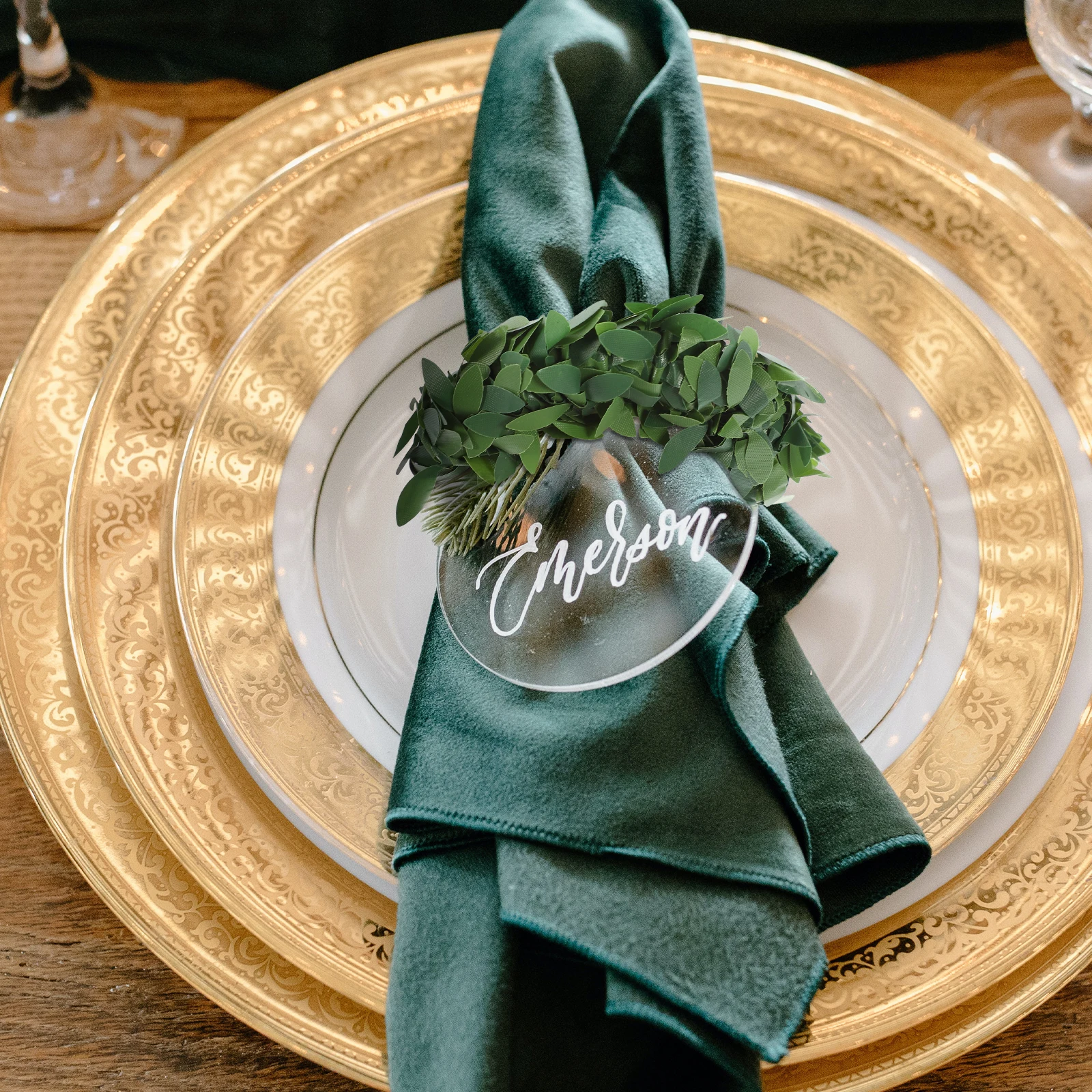 

6 Pcs Artificial Leaf Napkin Rings Green Rattan Woven Tableware Party Supplies Wedding Dinner Serviette Holders