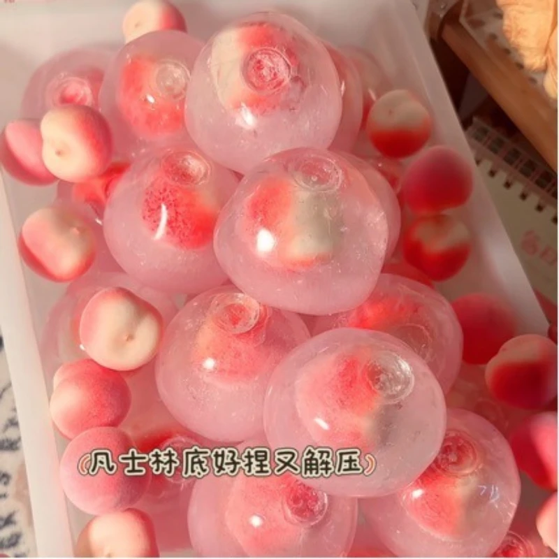 Apple Cherry Peach Slushie Stress Ball Squishy Toy Crunchy Moldable Non-Bounce Sensory Fidget Toy Medium Grip Strength Training image 2