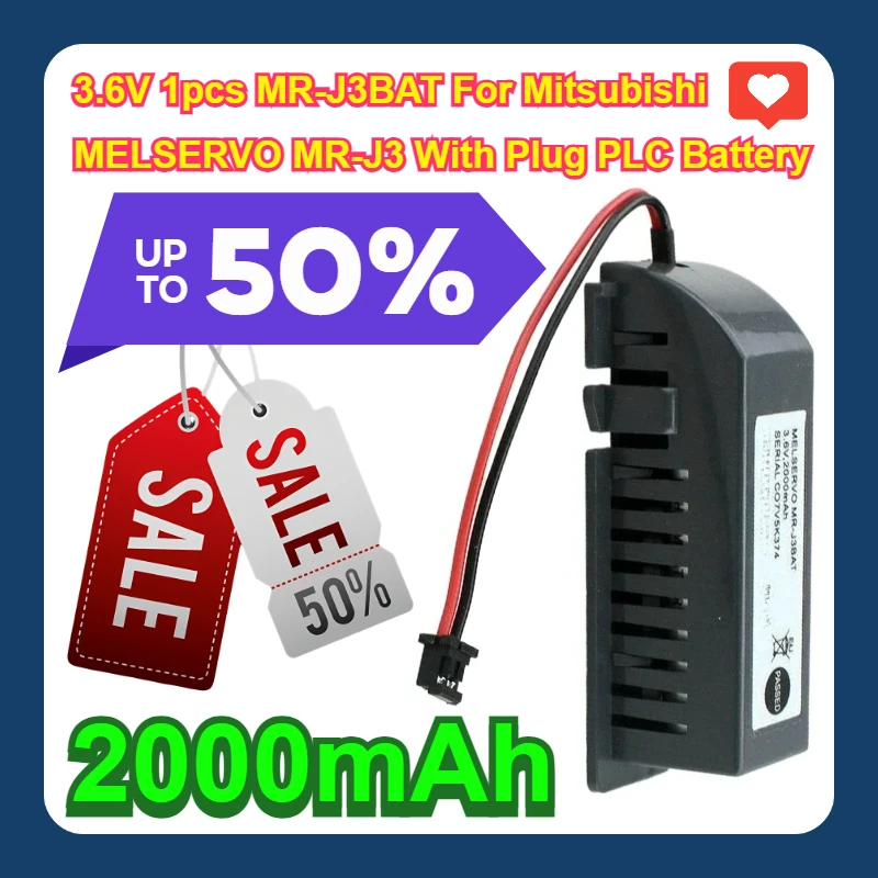 

3.6V 1pcs MR-J3BAT For Mitsubishi MELSERVO MR-J3 2000mAh With Plug PLC Battery
