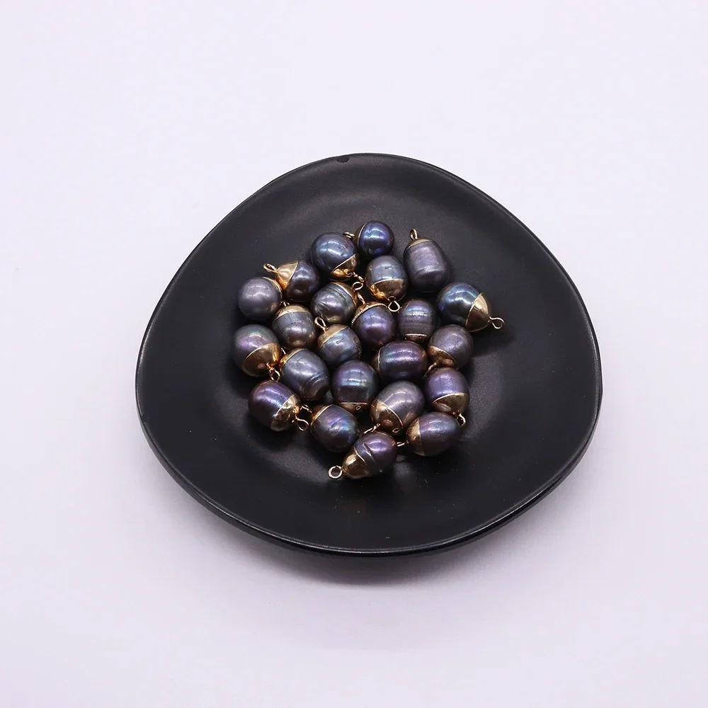 High-quality Natural Freshwater Pearls Wrapped in Gold Edge Black Pearl Pendant Handmade Pendant DIY Jewelry Accessories Gifts