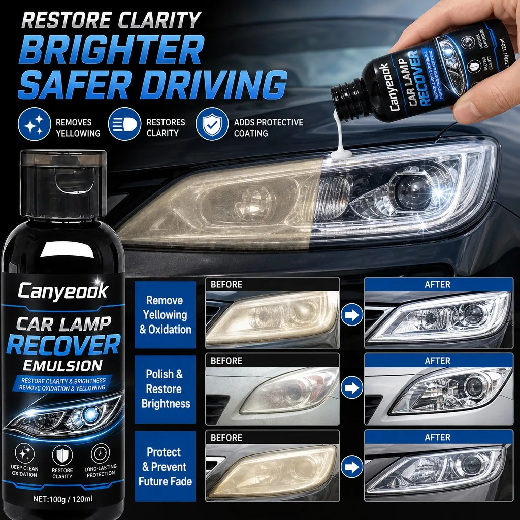 CANYEOOK Headlight Restoration Cream 100ml Remove Oxidation Yellowing Haze Restore Clarity for Car Headlight Taillight Lens