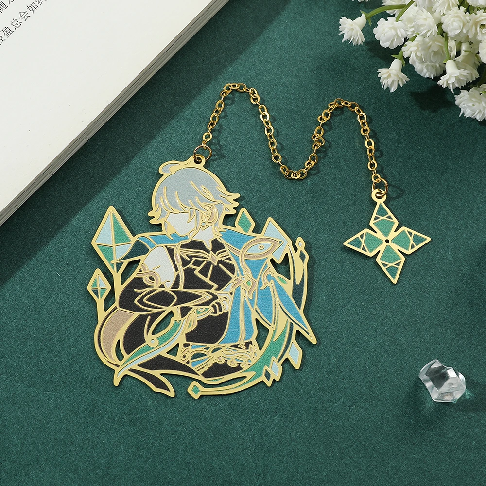 Anime Genshin Impact Elegant Chain Pendant Metal Bookmark Game Figure Wanderer Yae Miko Hollow Out Bookmarks Souvenir Fans Gifts