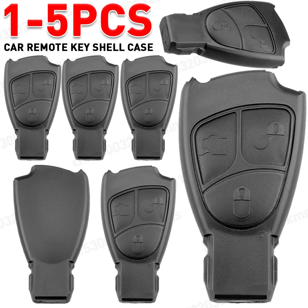 1-5PCS Car Remote Key Shell 3 pulsanti Key Case Cover sostituzione per Mercedes Benz W203 W211 W204 nero