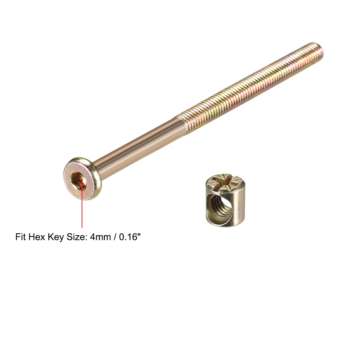 Ensemble d'écrou de 2,2 de meubles M6x40mm-110mm Vis à six pans creux avec baril Kg Half/Full Thread Fastener en acier au carbone pour lits 10/20 ensembles