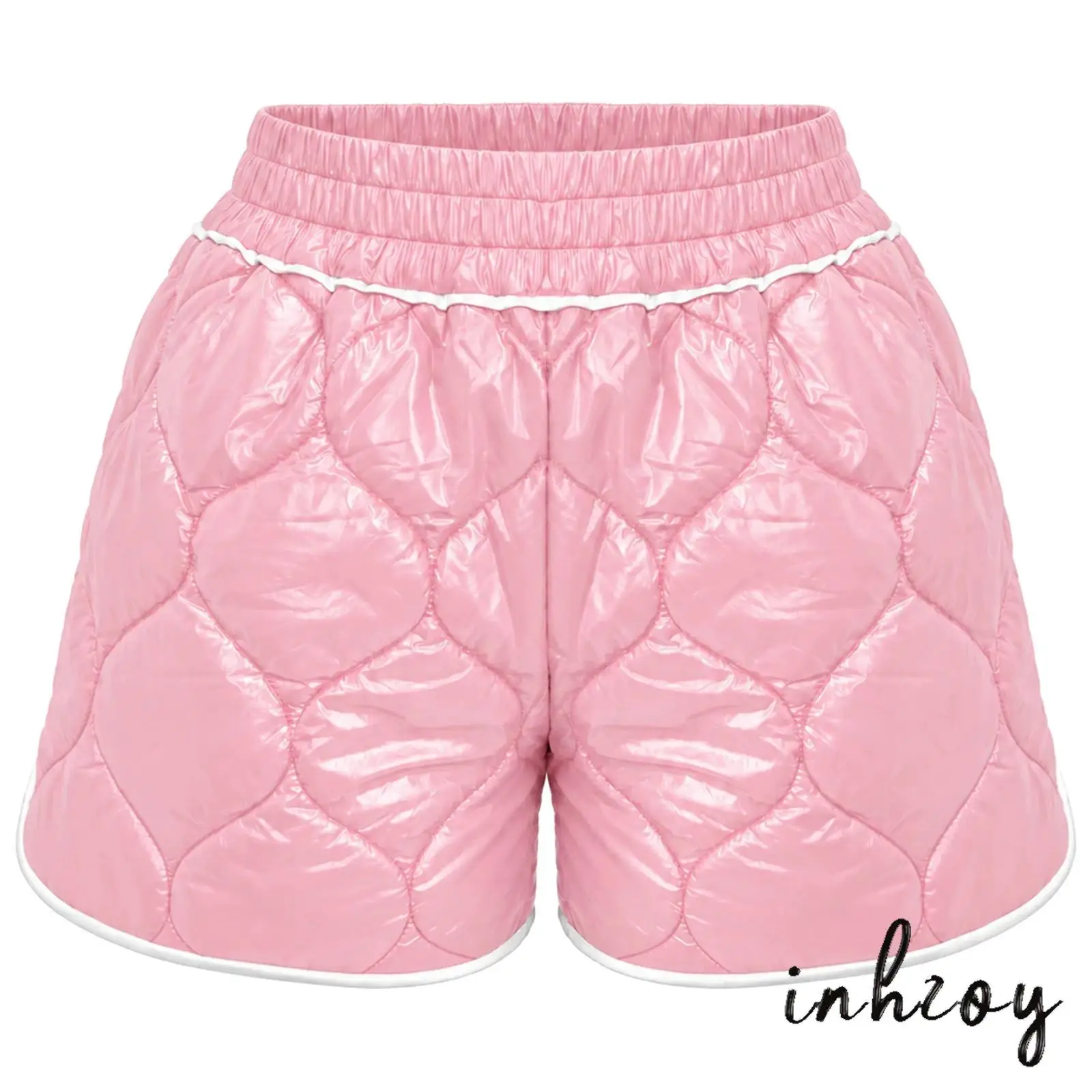 Women Water Resistant Padded Boxing Shorts Elastic Waistband Contrasting Color Trim Side Slit Trunks for Kickboxing Training