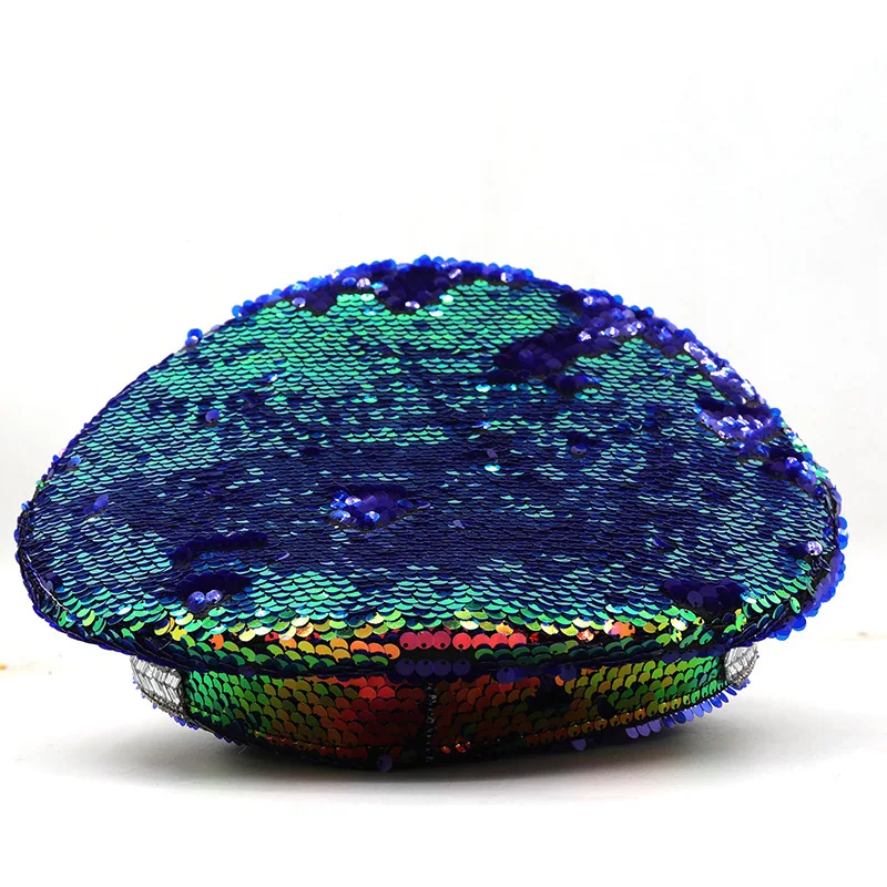 Luxe kleurrijke pailletten decoratieve bruiloft hoed voor vrouwen fotografie hoed pet platte hoge hoed prestaties hip hop hoed