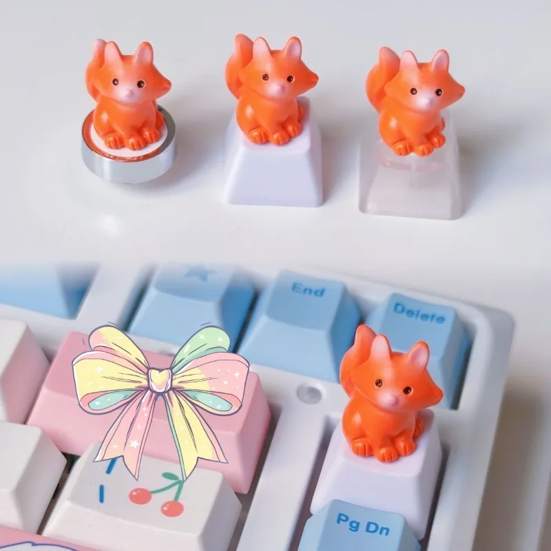 1PC Fox Cute Keycap Animal Personalized Office Gaming Keycaps Cross Axis Mechanical Keyboard Decoration Accessories