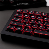 136 Keys Minimalist Black Red Japanese Manga Keycap PBT Five-sided Sublimation Chreey Keycap for Wooting Mechanical Keyboard