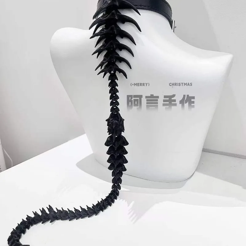 Original Spine Back Ornament Black Necklace Subculture Choker Gothic Punk Cos Accessory