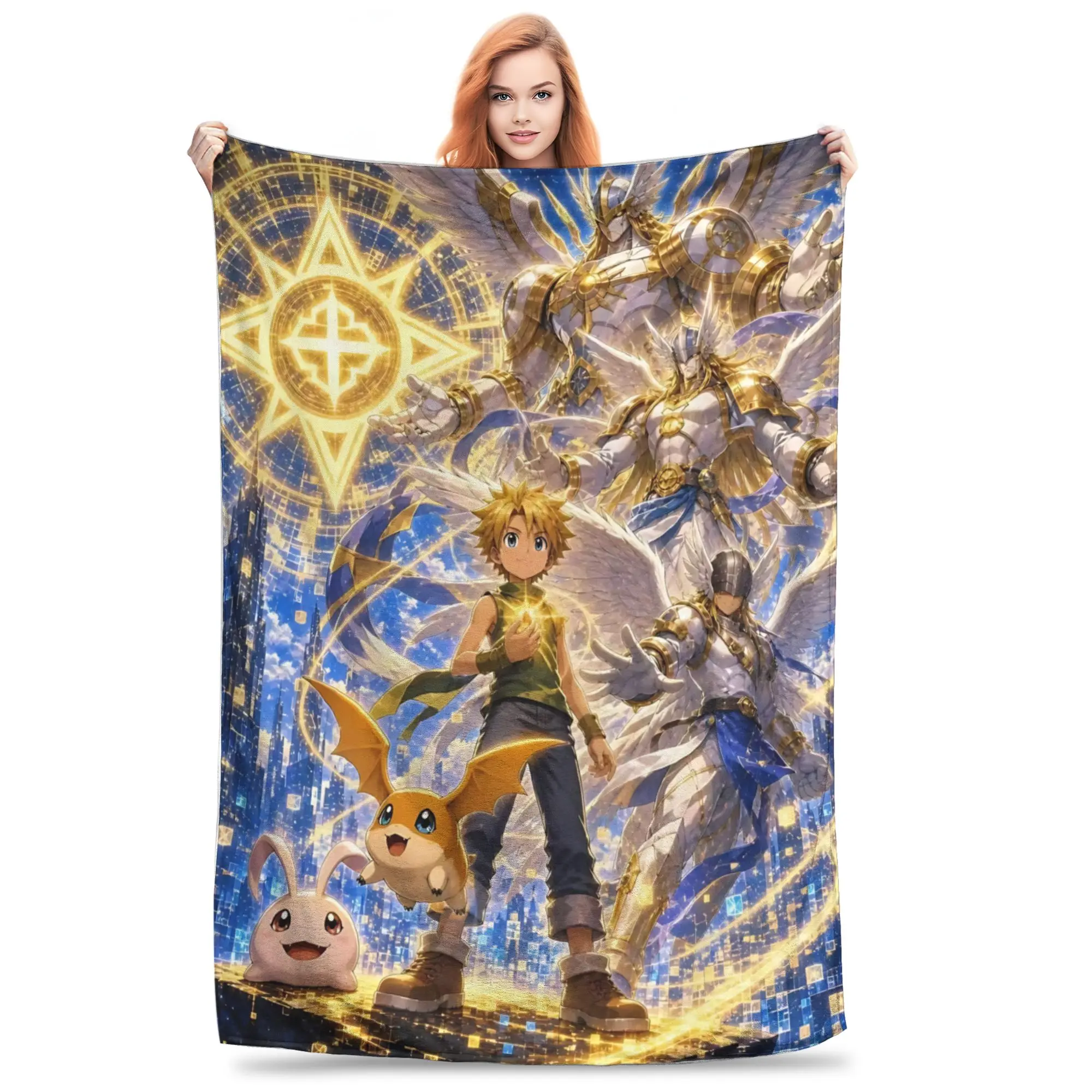 1PC Home Digimon Adventures  Blanket Throw Super Cosy Plush Living Room Sofa