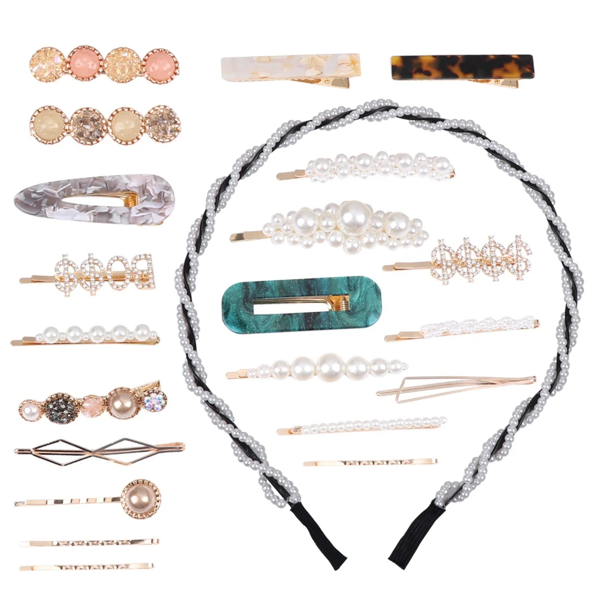 

22Pcs Fashion Hair Clip Set Women Pearl Candy Color Hairpins Party Wedding Travel Hair Accessories Pearl Hairpin