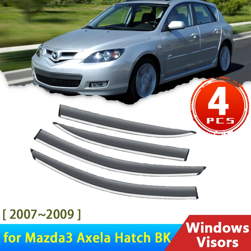 

Дефлекторы для хэтчбека Mazda 3 Axela BK 2007 ~ 2009, аксессуары для хэтчбека Mazda 3, козырек бокового окна автомобиля, отделка ветрового стекла, защита от дождя