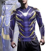 Armor Hero Cosplay Costume Carnival Purple Mech Print Compression Shirts Men Fitness Sports Tops Outdoor Sports T-Shirt Clothes
