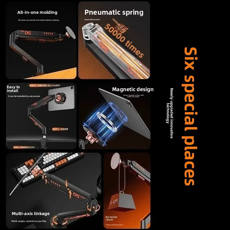 Magnetic Attraction Bracket Suspended Hydraulic Plate Cantilever Mechanical Arm Aluminum