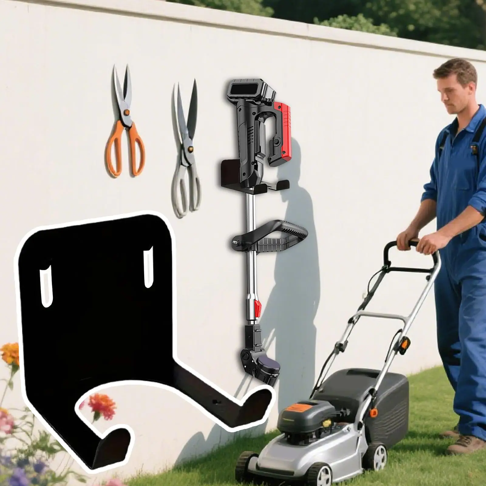 

2025 Heavy Duty Weeder Eater Hanger Support Wall-Mounted Lawn Mower Rack Trimmer Shelf Garage Organizer Garage Storage Hangers