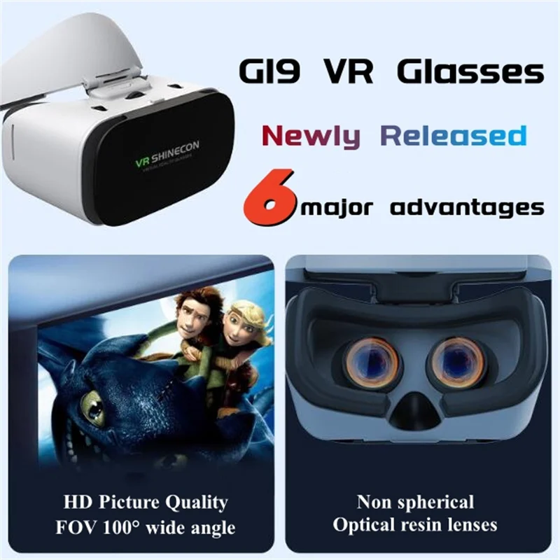 Virtual Reality VR Glasses IMAX 3D Glasses Goggle Cardboard Box VR Helmet for IOS Android Phone 4.7-6.5“,Support Game Joystick