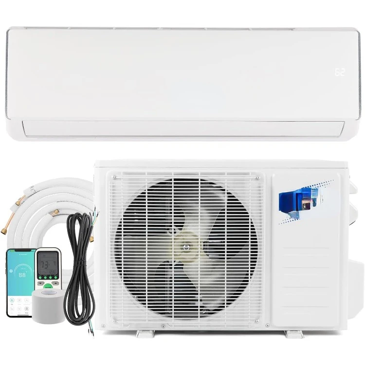 11000 BTU Wifi Enabled Mini Split Air Conditioner & Heater, 17 SEER2 115V Inverter Ductless Wall AC Unit with Pre-Charged