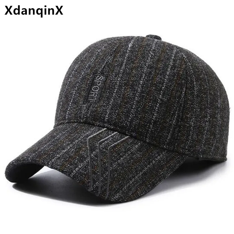 New Winter Men's Cap Plush Thickened Warm Baseball Caps Coldproof Earmuff Hats Cycling Sports Cap Dad's Cotton Hat Free Shipping