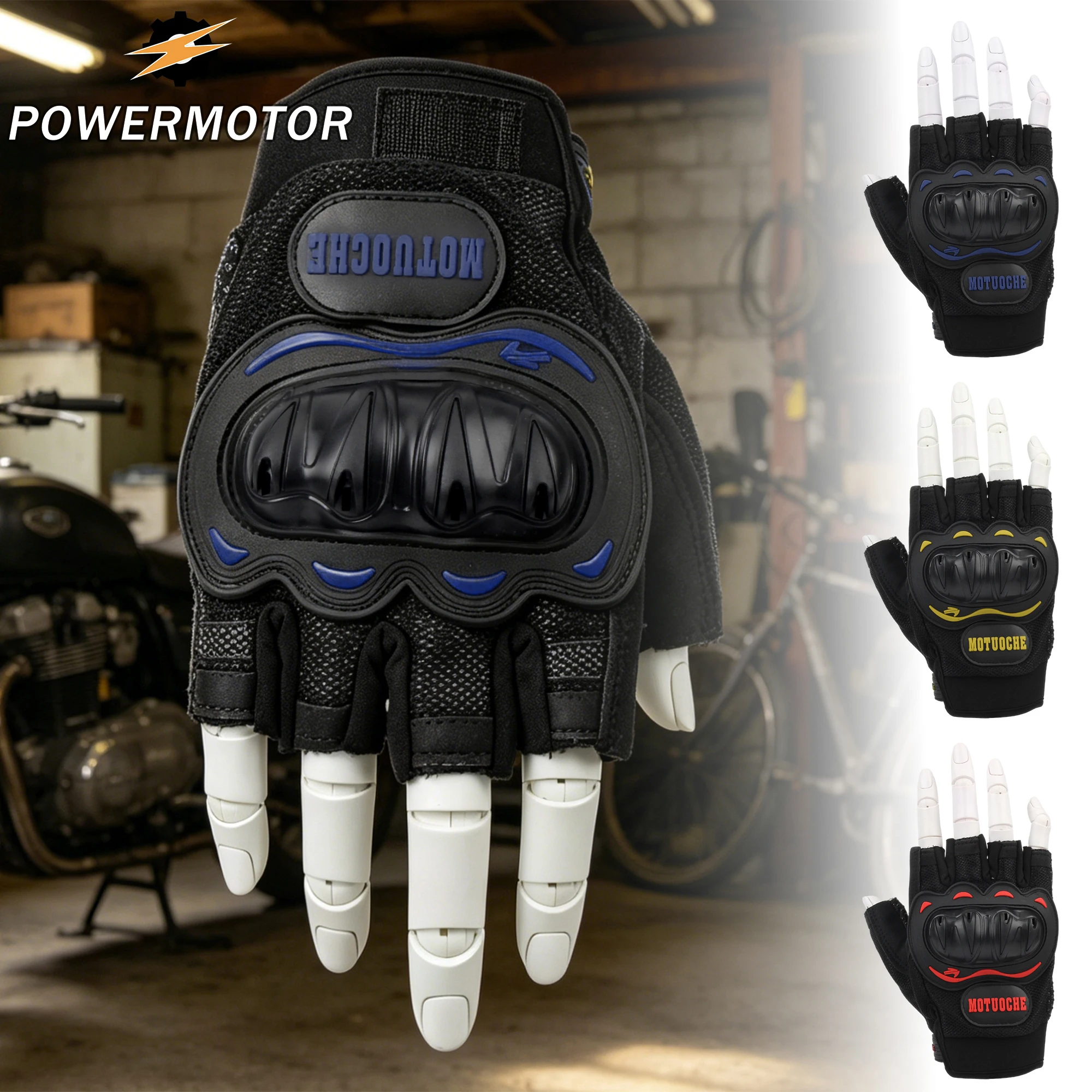Motorcycle Gloves Half Finger Cycling Gloves Motocross Off-Road Racing Anti Slip and Anti Fall Touch Screen Gloves Sports Gloves