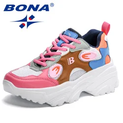 BONA 2023 New Designers Women Lace Up Platform Sneakers Ladies Leisure Feminino scarpe Casual scarpe da passeggio traspiranti