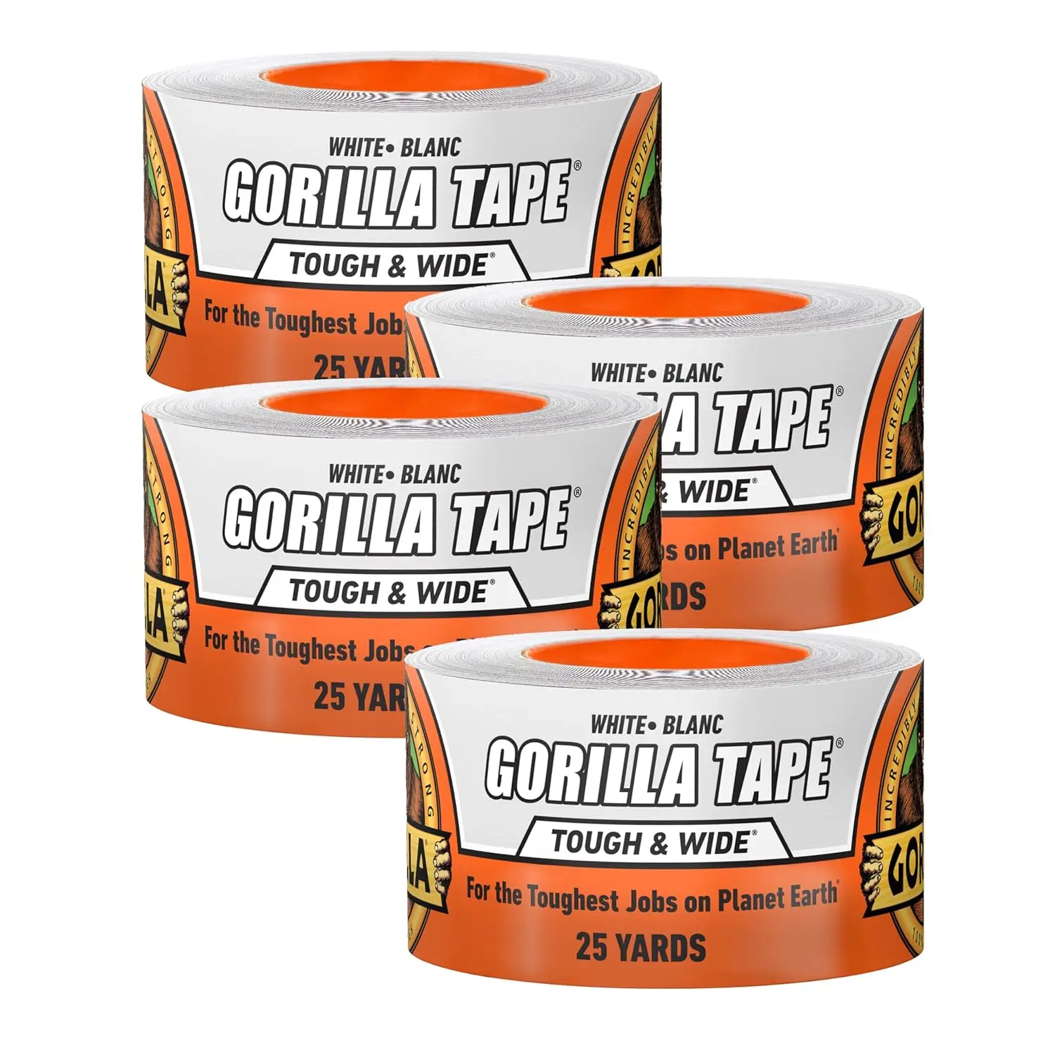 

Tape Tough & Wide, White Tape, 2.88" x 25 yd (Pack of 4) - Heavy Duty and Weather Resi nt for Indoor or Outdoor