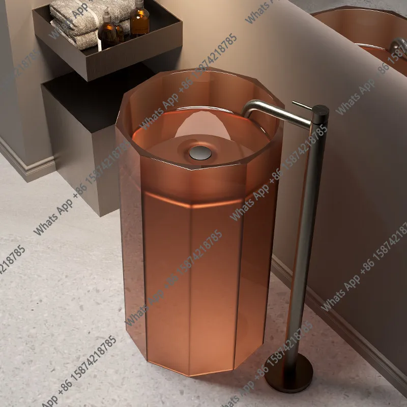 

Напольная раковина-колонна для ванной комнаты от пола до потолка, цвет: прозрачная смола, художественная раковина, индивидуальный заказ.