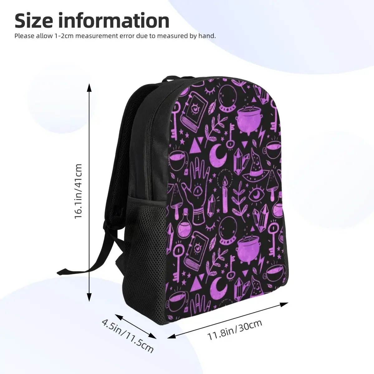 Witchy Things teksturowane fioletowe plecaki dla mężczyzn kobiety szkoła studenci Bookbag pasuje do 15-calowego laptopa Halloween torby czarownic