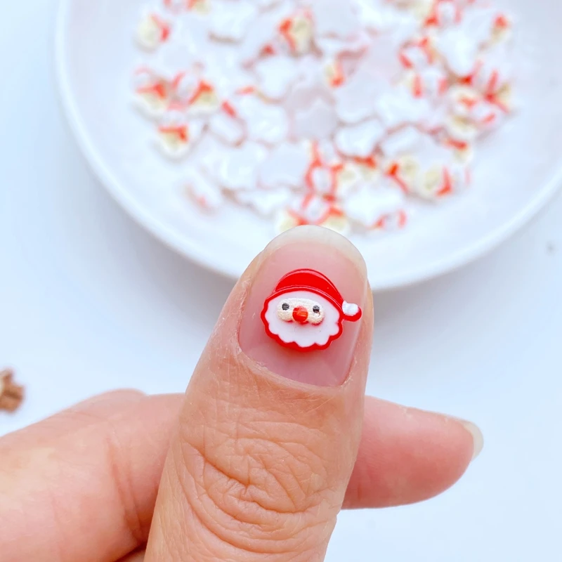 50Pcs New Cute Mini Cartoon Christmas Deer Collection Nail Parts Accessories Kawaii DIY Nail Art Decoration