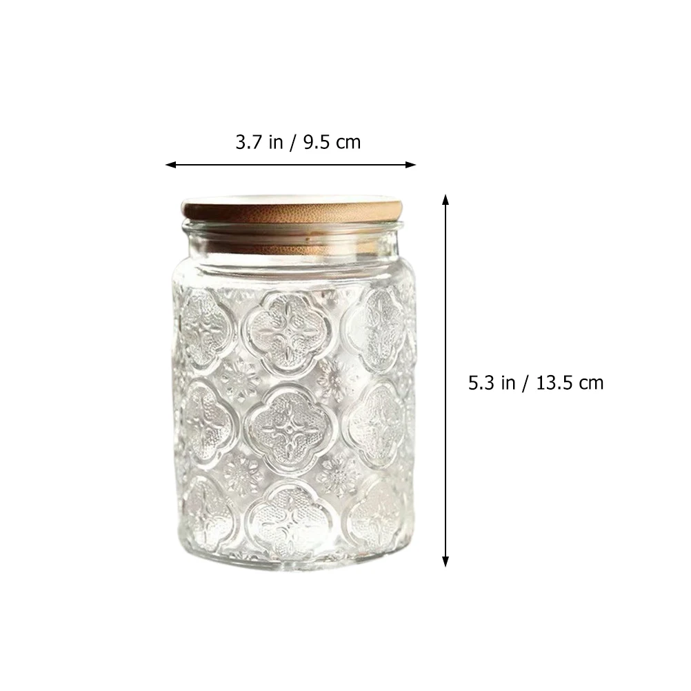 

Sealed Jar Storage Jars with Lids Cereals Glass Wood Preserving Small Containers