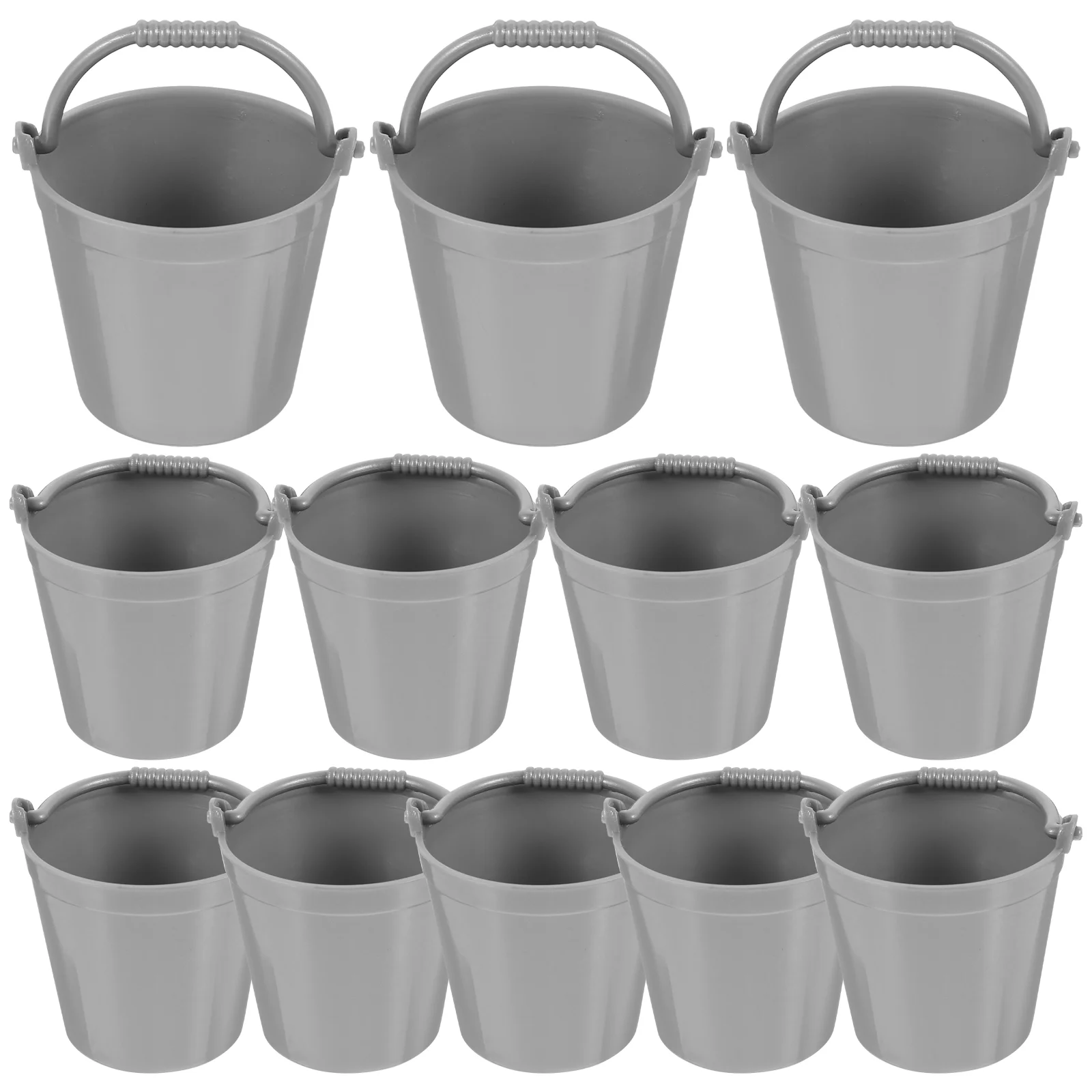 12 Pcs House Bucket Toy Water Mini Plastic Pail Decorations Barrel Model Miniature Dollhouse