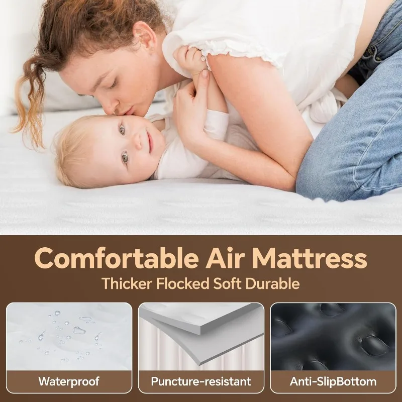Air Mattress Twin with Built in Pump, Luxury Blow up Mattress, Colchones Inflables in 2 Mins Self-Inflation/Deflation,