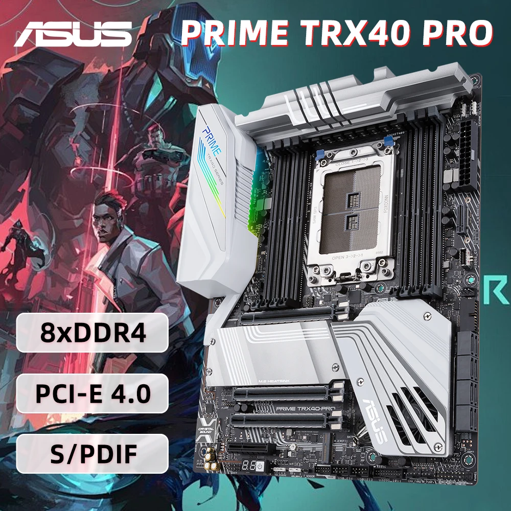 ASUS PRIME TRX40-PRO Socket STRX4 for Ryzen Threadripper 3960X 3970X 3990X AMD TRX40 Chipset  8x DIMM Max. 256GB DDR4 ATX 3x M.2