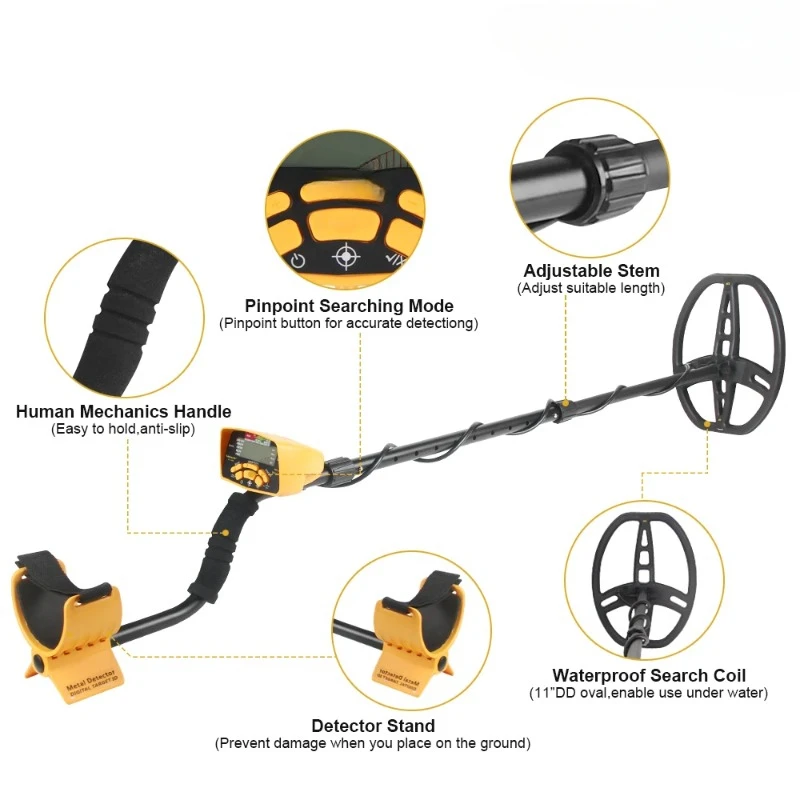 TC-500 Metal Detector 100CM Waterproof Underground Professional Gold Detector for Adults Treasure Finder Pinpointing