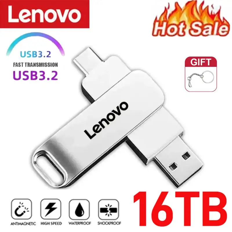 

Lenovo 16TB USB Flash Drive 2 In 1 Lightning Pen Drive 1TB U Disk For Iphone Android OTG Pendrive usb Memory Stick For Laptop PC