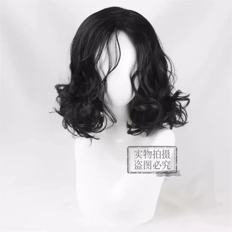 Peluca de Cosplay de Michael Jackson, juego de rol de Michael, peluca de pelo negro rizado medio largo, pelucas de Cosplay para disfraz de Halloween