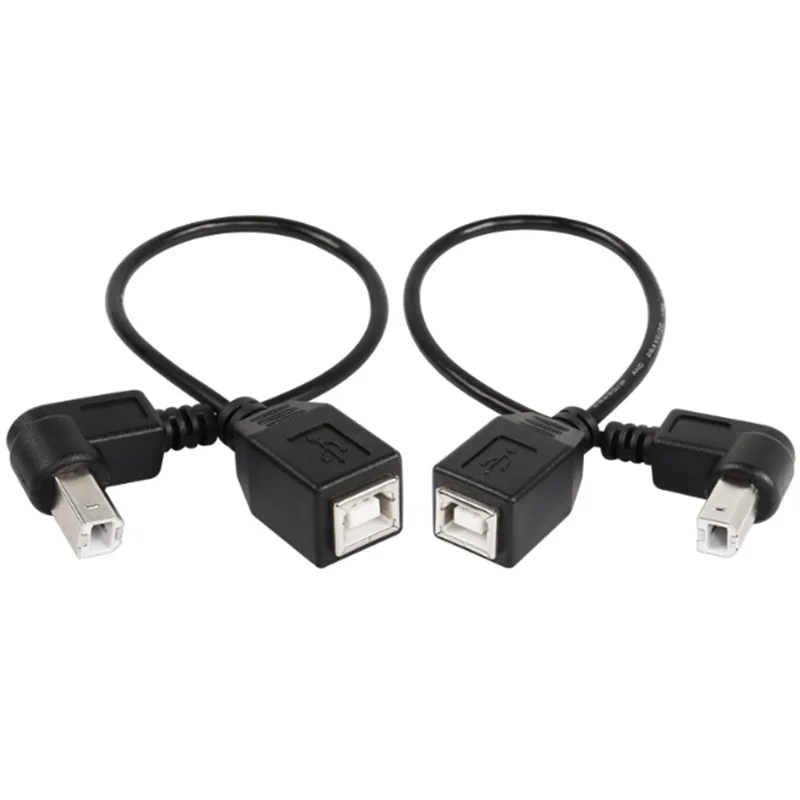 

USB 2.0 Type-B Printer Cable, 2-Pack USB 2.0 B Female to Type-B Male (90 Degree UP + Down Right Angle) Printer Short Extension