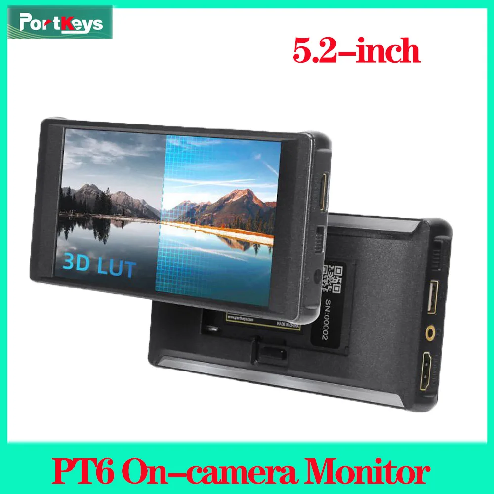 

Portkeys PT6 Professional 5.2-inch On-camera Monitor 600nits DCI-P3 Color Space Display Field Monitor Real Time Live Steaming