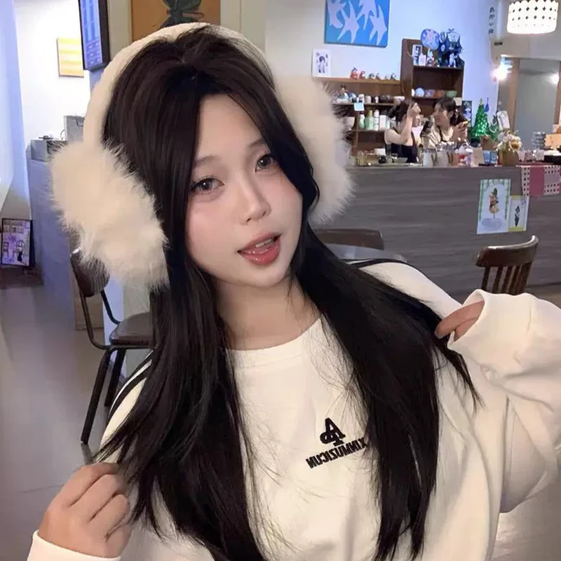 Paraorecchie bianchi universali da donna invernali morbidi e alla moda, anti-senza